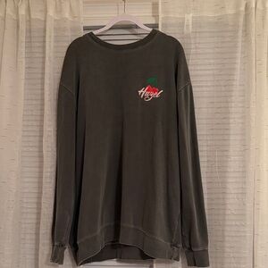 Hazel Boutique Women's Cherry Charcoal Crewneck Sweater